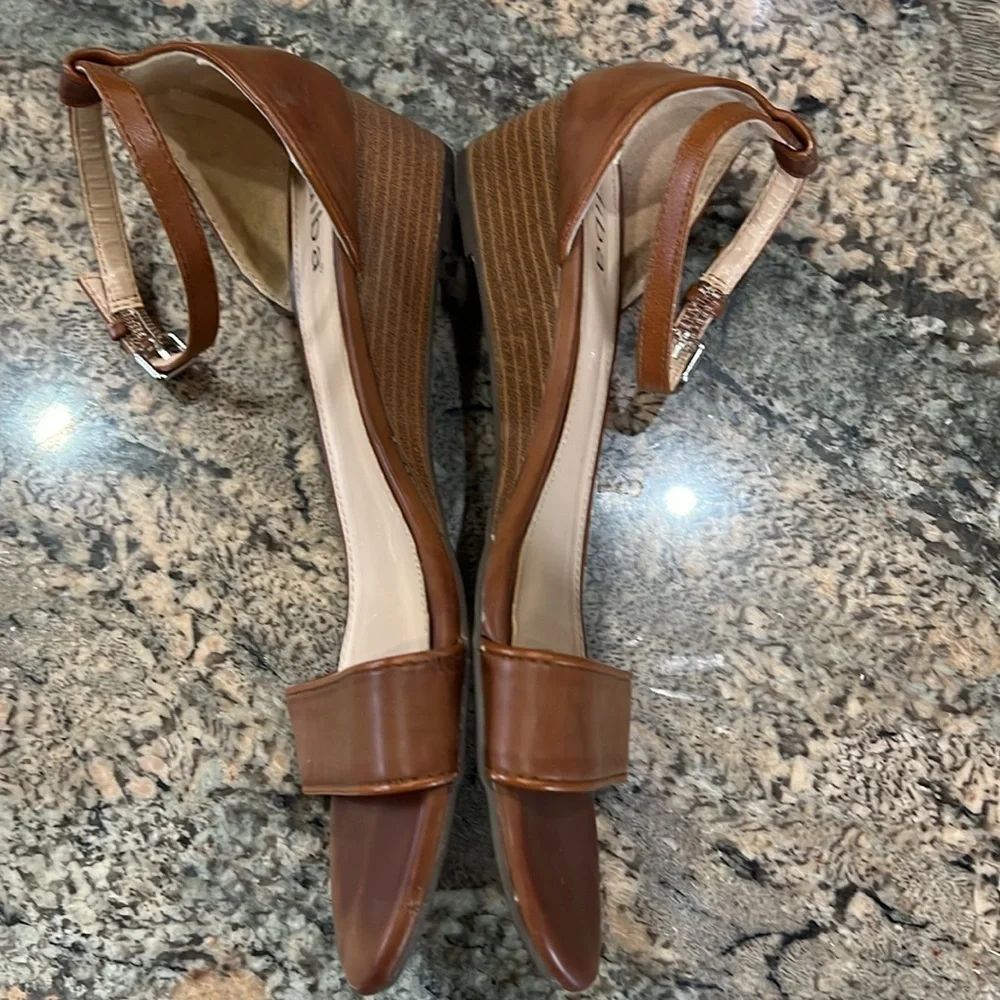 Diba Brown Wedge Sandals with Adjustable Straps